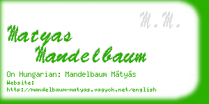 matyas mandelbaum business card